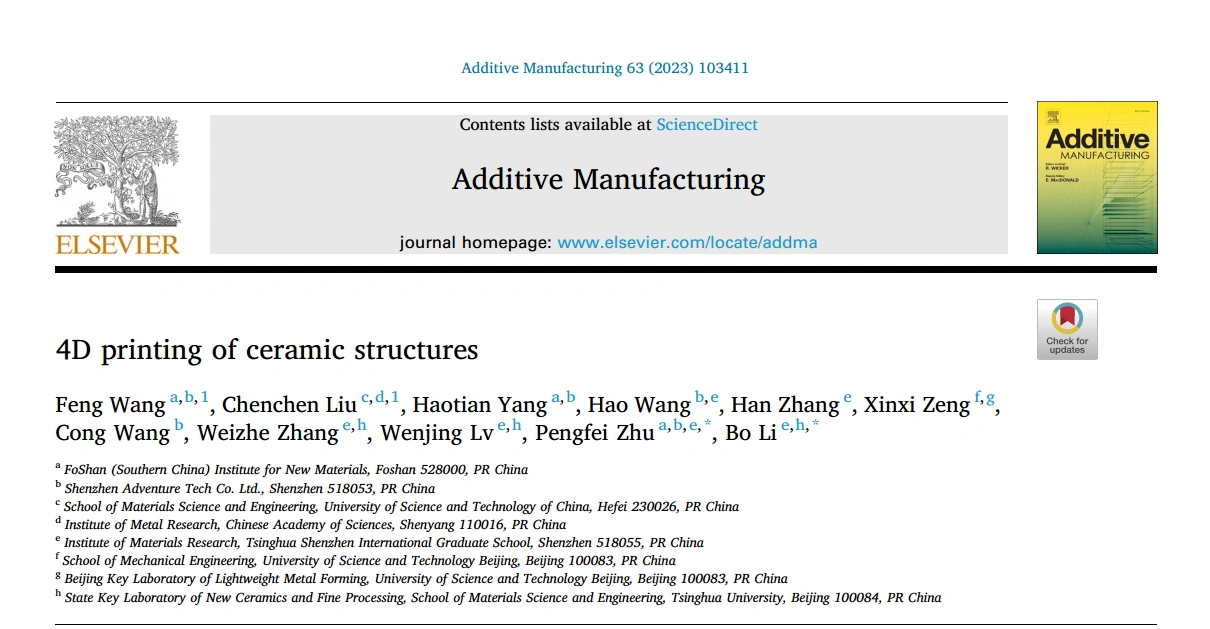 Additive Manufacturing: 4D printing of ceramic structures
