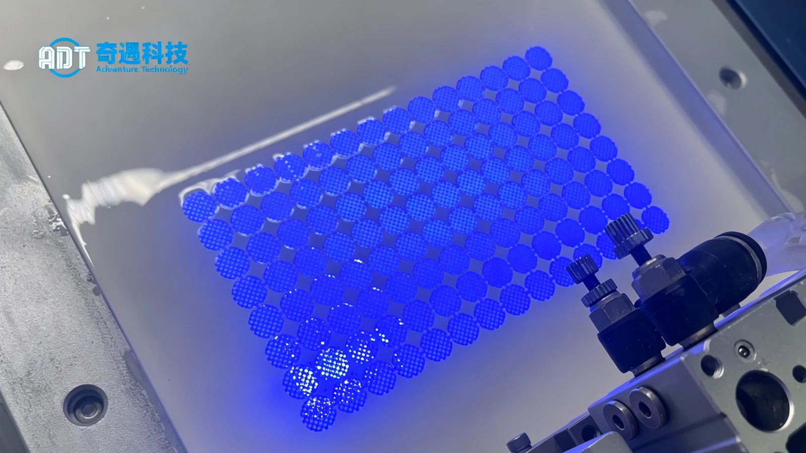 Batch of porous bone graft samples being printed layer by layer on a ceramic DLP printer