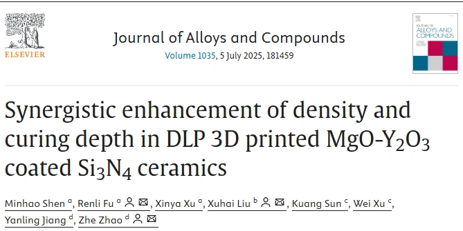DLP Ceramic 3D Printing Of Si₃N₄ Ceramics, Utilizing MgO–Y₂O₃ Coating To Enhance The Synergy Between Density And Curing Depth