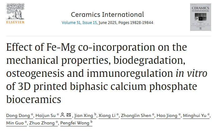 Effect of Fe-Mg Co-Doping on the Comprehensive Properties of 3D-Printed Biphasic Calcium Phosphate Ceramics
