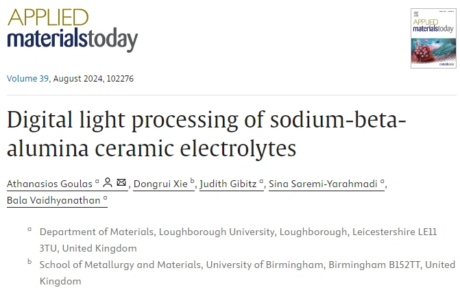 Industry New Knowledge... Light-cured DLP 3D printing sodium-beta-alumina solid ceramic electrolyte.