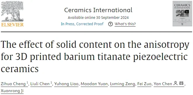 Industry New Knowledge | The effect of the solid content of light-cured DLP 3D printing titanium titanate piezoelectric ceramics on the anisotropy of materials.
