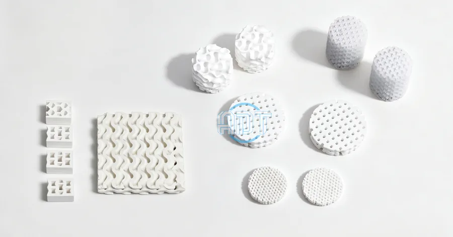 Functional ceramic sample family: alumina and zirconia lattices, discs and honeycombs